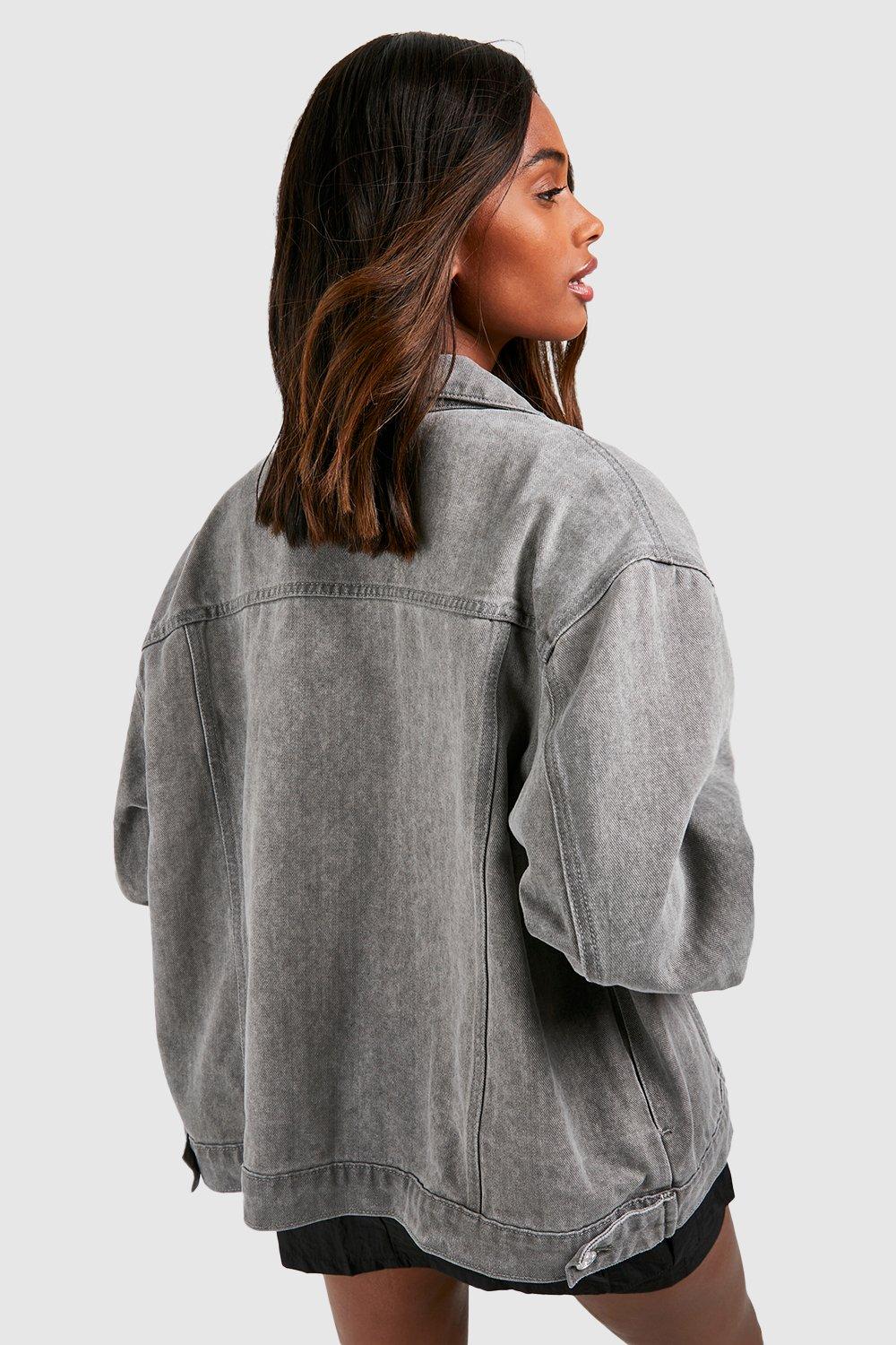 Denim jacket grey sale sleeves womens